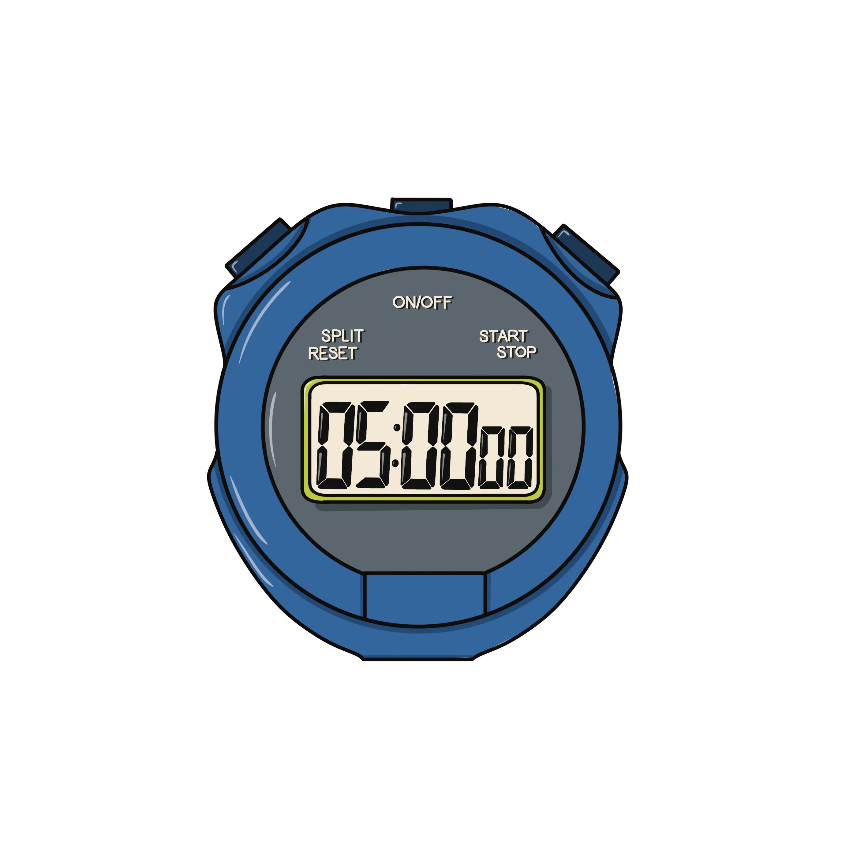 An illustrated stopwatch.
